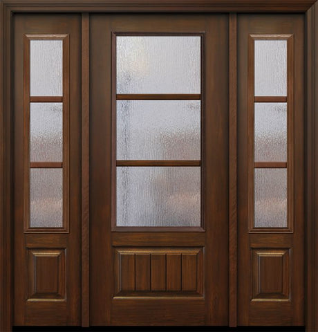 WDMA 56x80 Door (4ft8in by 6ft8in) Exterior Cherry IMPACT | 80in 3/4 Lite 1 Panel 3 Lite SDL Door /2side 1