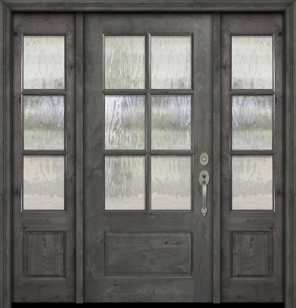 WDMA 56x80 Door (4ft8in by 6ft8in) Exterior Knotty Alder 80in 2/3 Lite 6 Lite SDL Estancia Alder Door /2side 1