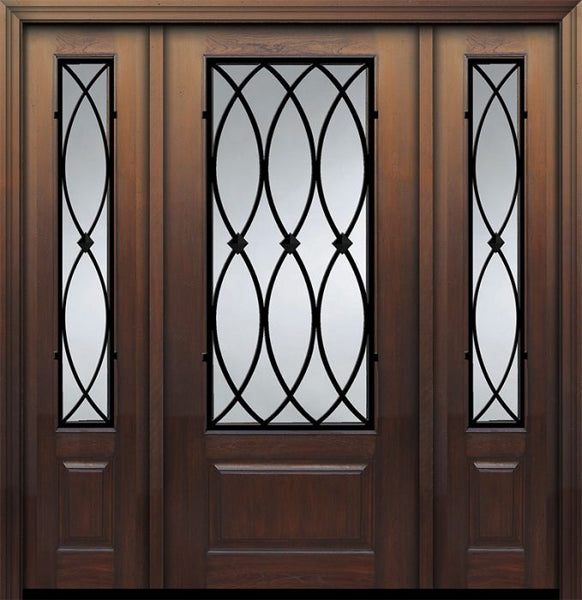 WDMA 56x80 Door (4ft8in by 6ft8in) Exterior Cherry IMPACT | 80in 1 Panel 3/4 Lite La Salle Door /2side 1