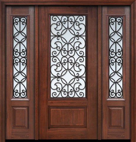 WDMA 56x80 Door (4ft8in by 6ft8in) Exterior Cherry 80in 1 Panel 3/4 Lite Florence / Walnut Door /2side 1