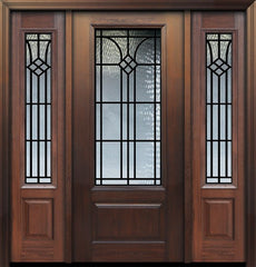 WDMA 56x80 Door (4ft8in by 6ft8in) Exterior Cherry 80in 1 Panel 3/4 Lite Cantania / Walnut Door /2side 1