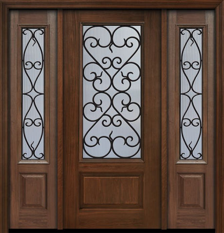 WDMA 56x80 Door (4ft8in by 6ft8in) Exterior Cherry 80in 1 Panel 3/4 Lite Palermo / Walnut Door /2side 1