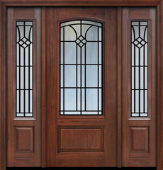 WDMA 56x80 Door (4ft8in by 6ft8in) Exterior Cherry 80in 1 Panel 3/4 Arch Lite Cantania / Walnut Door /2side 1