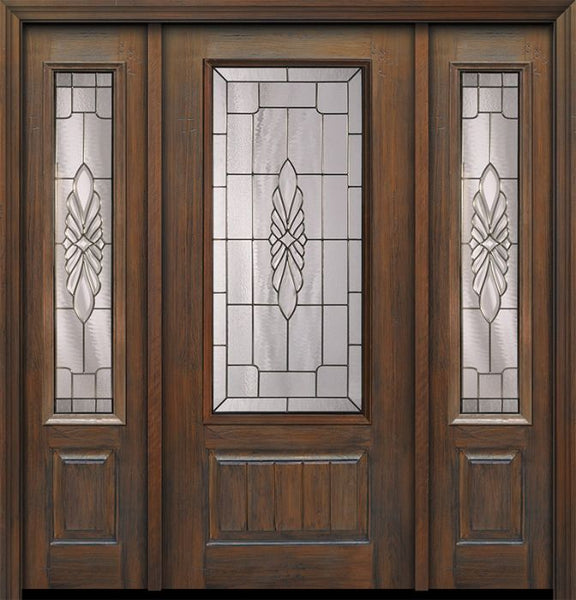 WDMA 56x80 Door (4ft8in by 6ft8in) Exterior Cherry 80in 1 Panel 3/4 Lite Versailles / Walnut Door /2side 1