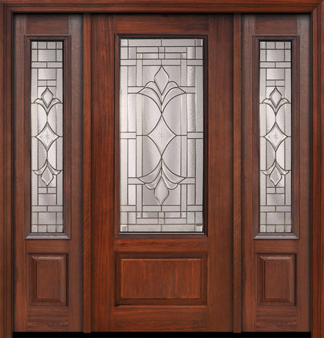 WDMA 56x80 Door (4ft8in by 6ft8in) Exterior Cherry 80in 1 Panel 3/4 Lite Marsala / Walnut Door /2side 1
