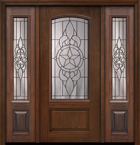 WDMA 56x80 Door (4ft8in by 6ft8in) Exterior Cherry 80in 1 Panel 3/4 Arch Lite Brazos / Walnut Door /2side 1