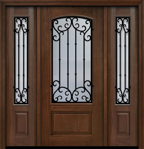 WDMA 56x80 Door (4ft8in by 6ft8in) Exterior Cherry 80in 1 Panel 3/4 Arch Lite Valencia Door /2side 1