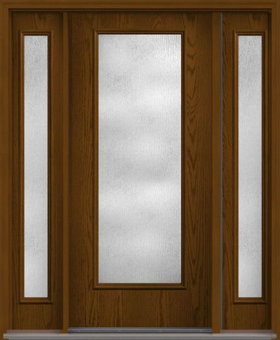 WDMA 56x80 Door (4ft8in by 6ft8in) Patio Oak Rainglass Full Lite Flush Fiberglass Exterior Door 2 Sides HVHZ Impact 1