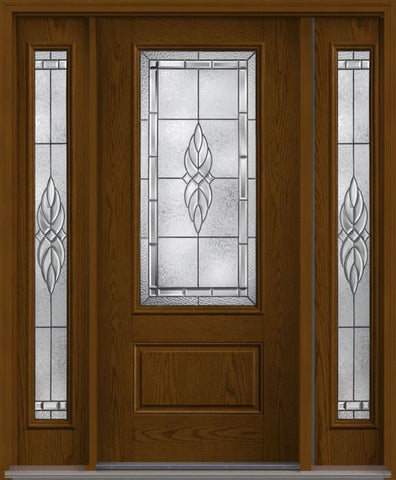 WDMA 56x80 Door (4ft8in by 6ft8in) Exterior Oak Kensington 3/4 Lite 1 Panel Fiberglass Door 2 Sides HVHZ Impact 1