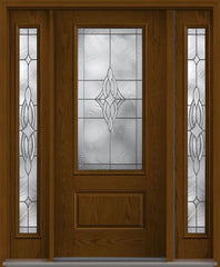 WDMA 56x80 Door (4ft8in by 6ft8in) Exterior Oak Wellesley 3/4 Lite 1 Panel Fiberglass Door 2 Sides HVHZ Impact 2