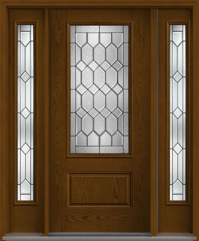 WDMA 56x80 Door (4ft8in by 6ft8in) Exterior Oak Crystalline 3/4 Lite 1 Panel Fiberglass Door 2 Sides HVHZ Impact 1