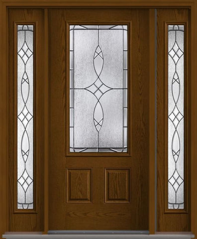 WDMA 56x80 Door (4ft8in by 6ft8in) Exterior Oak Blackstone 3/4 Lite 2 Panel Fiberglass Door 2 Sides HVHZ Impact 1