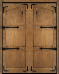 WDMA 56x96 Door (4ft8in by 8ft) Exterior Barn Mahogany Arch Top 2 Panel Rustic-Old World Home Style or Interior Double Door with Corner Straps / Straps 2