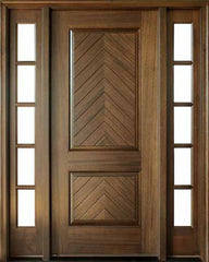 WDMA 56x96 Door (4ft8in by 8ft) Exterior Swing Mahogany Manchester Solid Panel Square Single Door/2Sidelight 1