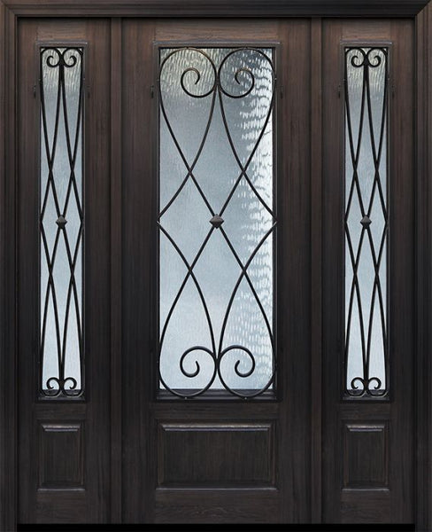 WDMA 56x96 Door (4ft8in by 8ft) Exterior Cherry IMPACT | 96in 1 Panel 3/4 Lite Charleston Door /2side 1