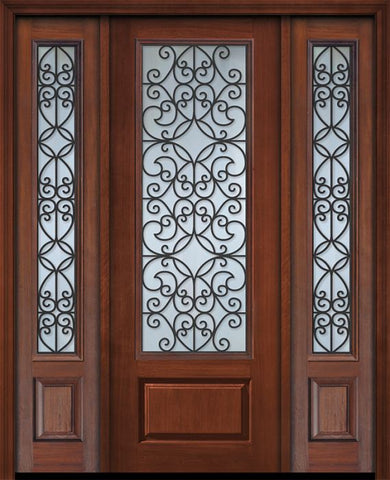 WDMA 56x96 Door (4ft8in by 8ft) Exterior Cherry 96in 1 Panel 3/4 Lite Florence / Walnut Door /2side 1