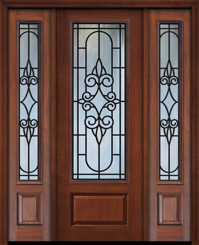 WDMA 56x96 Door (4ft8in by 8ft) Exterior Cherry 96in 1 Panel 3/4 Lite Salento / Walnut Door /2side 1