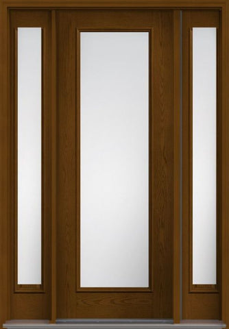 WDMA 56x96 Door (4ft8in by 8ft) Exterior Oak Clear 8ft Full Lite W/ Stile Lines Fiberglass Door 2 Sides HVHZ Impact 1