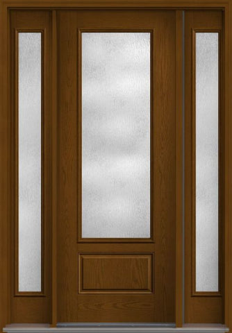 WDMA 56x96 Door (4ft8in by 8ft) French Oak Rainglass 8ft 3/4 Lite 1 Panel Fiberglass Exterior Door 2 Sides HVHZ Impact 1
