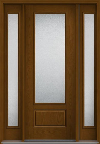 WDMA 56x96 Door (4ft8in by 8ft) Patio Oak Granite 8ft 3/4 Lite 1 Panel Fiberglass Exterior Door 2 Sides HVHZ Impact 1