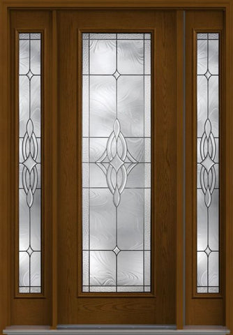 WDMA 56x96 Door (4ft8in by 8ft) Exterior Oak Wellesley 8ft Full Lite W/ Stile Lines Fiberglass Door 2 Sides HVHZ Impact 1
