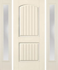 WDMA 58x80 Door (4ft10in by 6ft8in) Exterior Smooth 2 Panel Plank Soft Arch Star Door 2 Sides Clear 1