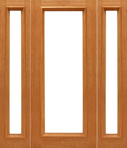 WDMA 58x80 Door (4ft10in by 6ft8in) Patio Mahogany 1-lite-R/M Brazilian Wood IG Glass Sidelights Door 1