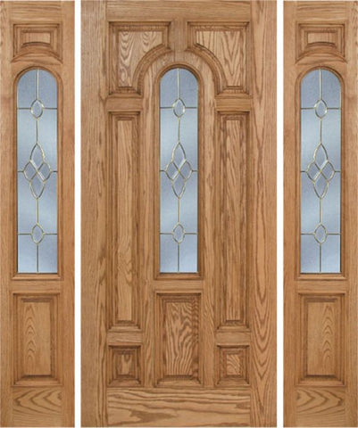 WDMA 58x80 Door (4ft10in by 6ft8in) Exterior Oak Carrick Single Door/2side w/ C Glass - 6ft8in Tall 1