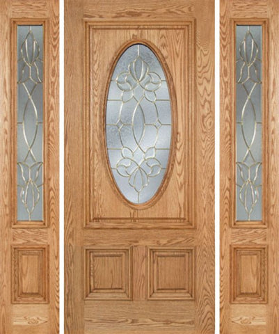 WDMA 58x80 Door (4ft10in by 6ft8in) Exterior Oak Watson Single Door/2side w/ CO Glass 1