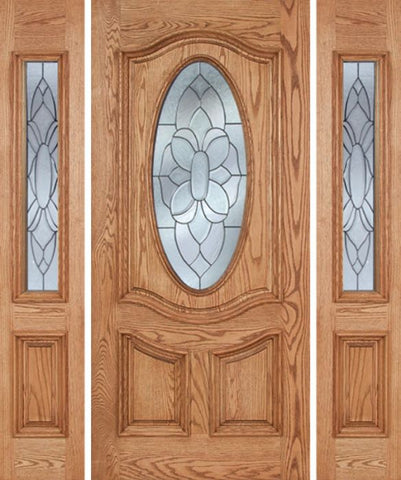 WDMA 58x80 Door (4ft10in by 6ft8in) Exterior Oak Dally Single Door/2side w/ BO Glass - 6ft8in Tall 1