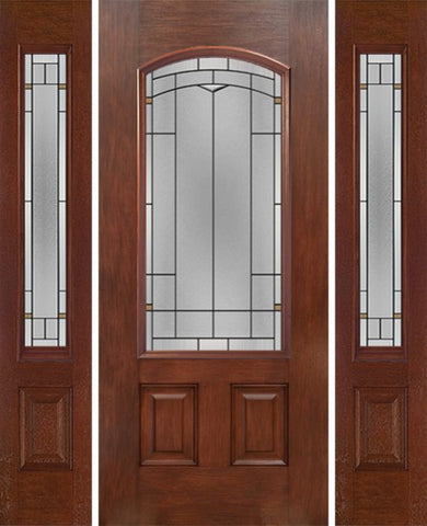 WDMA 58x80 Door (4ft10in by 6ft8in) Exterior Mahogany Camber 3/4 Lite Single Entry Door Sidelights TP Glass 1