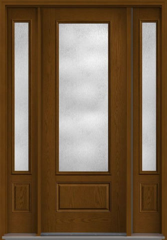 WDMA 58x96 Door (4ft10in by 8ft) French Oak Rainglass 8ft 3/4 Lite 1 Panel Fiberglass Exterior Door 2 Sides 1