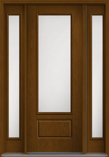 WDMA 58x96 Door (4ft10in by 8ft) Patio Oak Satin Etch 8ft 3/4 Lite 1 Panel Fiberglass Exterior Door 2 Sides HVHZ Impact 1
