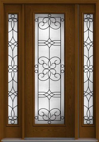 WDMA 58x96 Door (4ft10in by 8ft) Exterior Oak Salinas 8ft Full Lite W/ Stile Lines Fiberglass Door 2 Sides 1