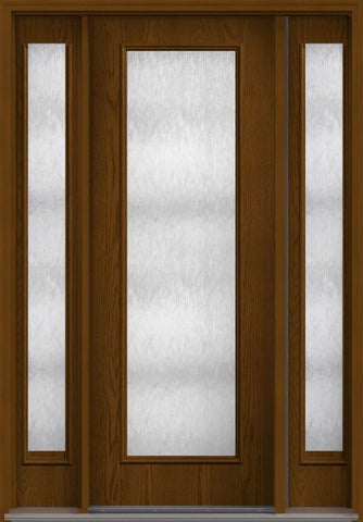 WDMA 58x96 Door (4ft10in by 8ft) Exterior Oak Chord 8ft Full Lite Flush Fiberglass Door 2 Sides 1
