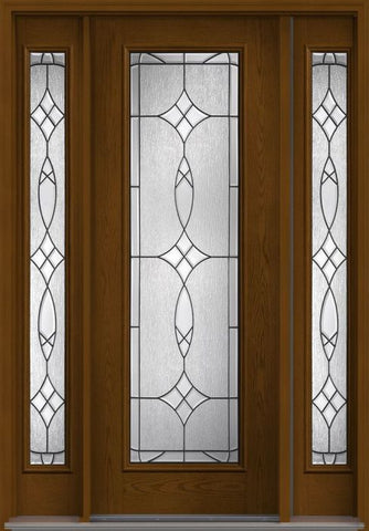 WDMA 58x96 Door (4ft10in by 8ft) Exterior Oak Blackstone 8ft Full Lite W/ Stile Lines Fiberglass Door 2 Sides 1