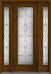 WDMA 58x96 Door (4ft10in by 8ft) Exterior Oak Blackstone 8ft Full Lite W/ Stile Lines Fiberglass Door 2 Sides 1