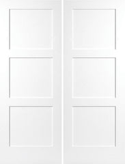 WDMA 60x80 Door (5ft by 6ft8in) Interior Swing Smooth 80in Birkdale 3 Panel Shaker Solid Core Double Door|1-3/4in Thick 1