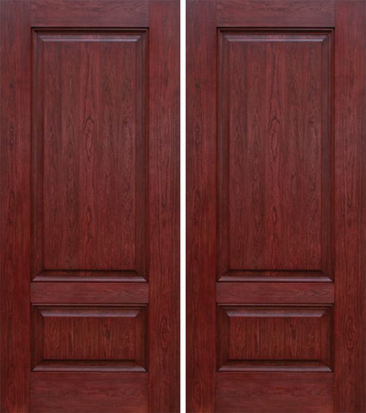 WDMA 60x80 Door (5ft by 6ft8in) Exterior Cherry Two Panel Double Entry Door 1