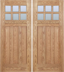 WDMA 60x80 Door (5ft by 6ft8in) Exterior Oak Randall Double Door w/ DB Glass 1