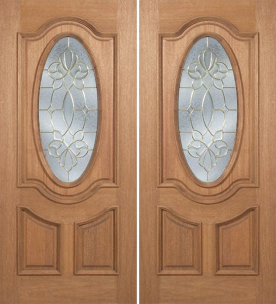 WDMA 60x80 Door (5ft by 6ft8in) Exterior Mahogany Carmel Double Door w/ CO Glass - 6ft8in Tall 1