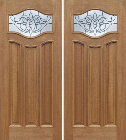 WDMA 60x80 Door (5ft by 6ft8in) Exterior Mahogany Wisteria Double Door w/ U Glass 1