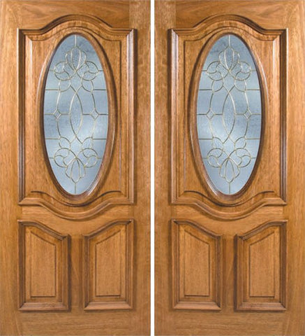 WDMA 60x80 Door (5ft by 6ft8in) Exterior Mahogany La Jolla Double Door w/ OC Glass 1