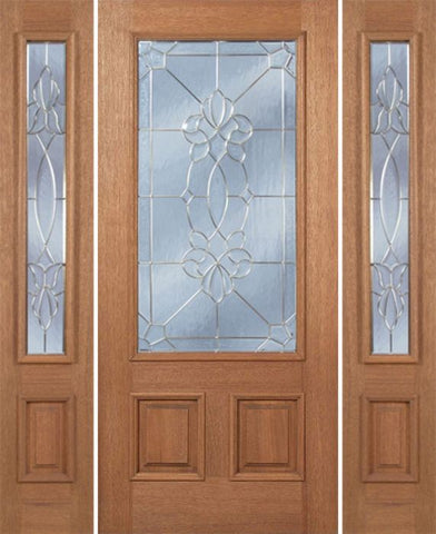 WDMA 60x80 Door (5ft by 6ft8in) Exterior Mahogany Celtic Cross Single Door/2side w/ CO Glass 1