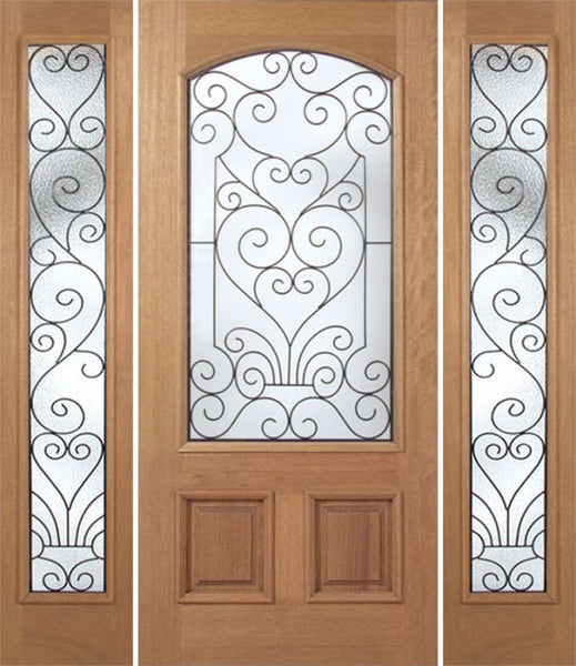WDMA 60x80 Door (5ft by 6ft8in) Exterior Mahogany Naples Single Door/2side w/ SM Glass 1