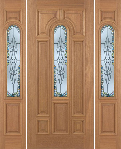 WDMA 60x80 Door (5ft by 6ft8in) Exterior Mahogany Revis Single Door/2side w/ Tiffany Glass - 6ft8in Tall 1