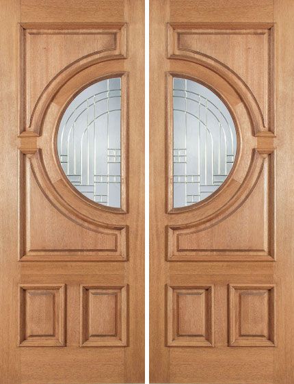 WDMA 60x80 Door (5ft by 6ft8in) Exterior Mahogany Crescent Double Door w/ Y Glass 1