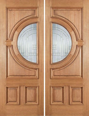WDMA 60x80 Door (5ft by 6ft8in) Exterior Mahogany Crescent Double Door w/ Y Glass 1