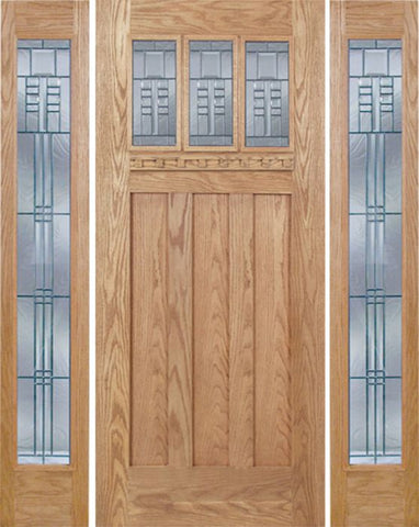 WDMA 60x80 Door (5ft by 6ft8in) Exterior Oak Barnsdale Single Door/2 Full-lite side w/ C Glass 1