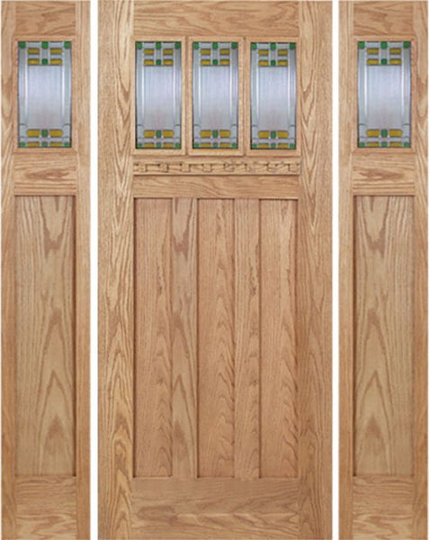 WDMA 60x80 Door (5ft by 6ft8in) Exterior Oak Barnsdale Single Door/2side w/ GO Glass 1